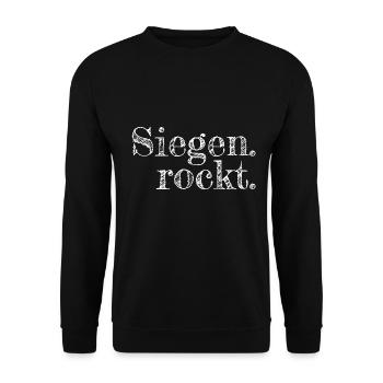 Siegen rockt - Textdesign mit Stadtnamen - Unisex Pullover - Schwarz - Vorne - Alina (178cm) & Michal (187cm)