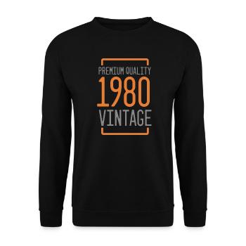 Jahrgang 1980 - Unisex Pullover - Schwarz - Vorne - Alina (178cm) & Michal (187cm)