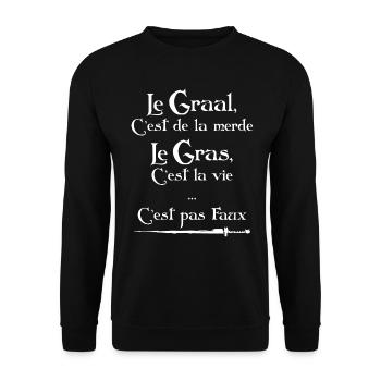 Gras Graal Citation Karadoc Perceval - Sweat-shirt Unisexe - noir - Devant - Alina (178cm) & Michal (187cm)