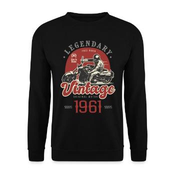 1961 anniversary motorcycle biker vintage 61 years - Unisex Sweatshirt - black - Front - Alina (178cm) & Michal (187cm)