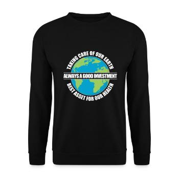 Investissez dans notre planète. Joyeux jour de la Terre. - Sweat-shirt Unisexe - noir - Devant - Alina (178cm) & Michal (187cm)