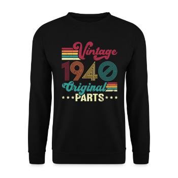 Vintage 1940 Original, Cadeau D'anniversaire - Sweat-shirt Unisexe - noir - Devant - Alina (178cm) & Michal (187cm)