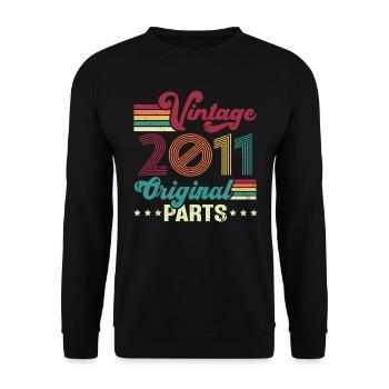 Vintage 2011 Original, Cadeau D'anniversaire - Sweat-shirt Unisexe - noir - Devant - Alina (178cm) & Michal (187cm)