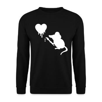 Artist Mouse with Brush Heart - Unisex Sweatshirt - black - Front - Alina (178cm) & Michal (187cm)