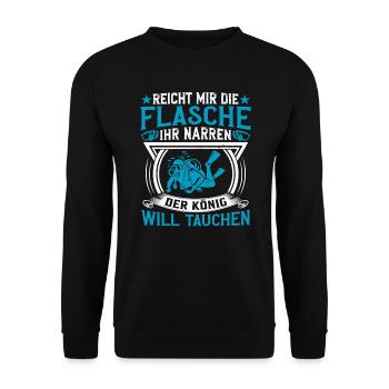 Der König Will Tauchen - Unisex Pullover - Schwarz - Vorne - Alina (178cm) & Michal (187cm)