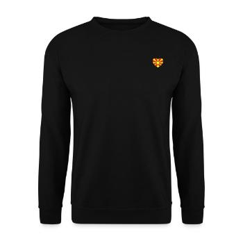 Nordmazedonien Flagge Herz - Unisex Pullover - Schwarz - Vorne - Alina (178cm) & Michal (187cm)
