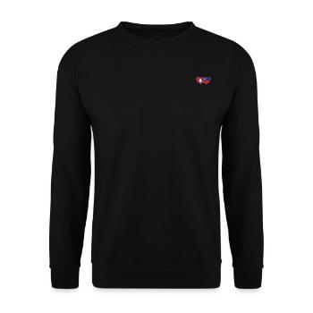 Schweiz Liechtenstein Flagge Herz - Unisex Pullover - Schwarz - Vorne - Alina (178cm) & Michal (187cm)