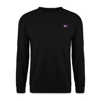 USA Liechtenstein Flagge Herz - Unisex Pullover - Schwarz - Vorne - Alina (178cm) & Michal (187cm)