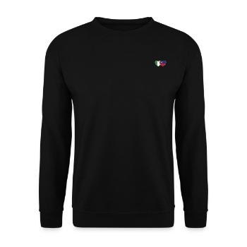 Irland Liechtenstein Flagge Herz - Unisex Pullover - Schwarz - Vorne - Alina (178cm) & Michal (187cm)