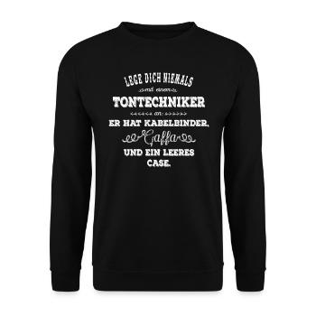 Tontechniker - Gaffa & Case Edition - weiß - Unisex Pullover - Schwarz - Vorne - Alina (178cm) & Michal (187cm)
