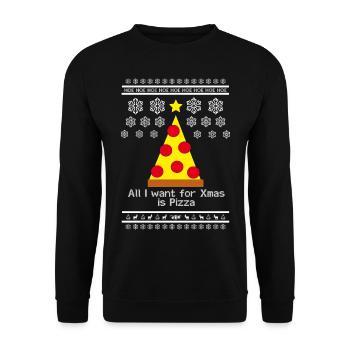 All i want for X-mas is Pizza - Unisex Pullover - Schwarz - Vorne - Alina (178cm) & Michal (187cm)