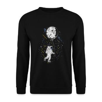 Astronaut mit Ballon - Weltraum Mond Raumfahrer - Unisex Pullover - Schwarz - Vorne - Alina (178cm) & Michal (187cm)