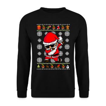 Dabbing Santa Claus - Ugly christmas sweater - Unisex Pullover - Schwarz - Vorne - Alina (178cm) & Michal (187cm)