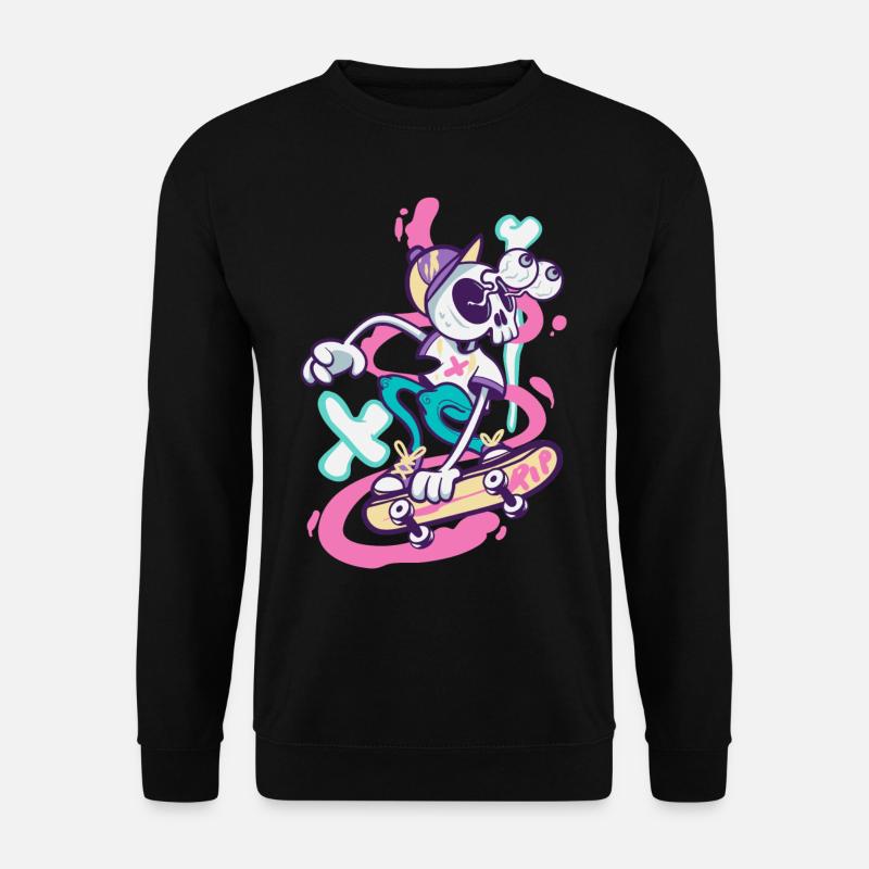 Skelettjunge auf coolem Skateboard Schädel - Unisex Pullover - Schwarz
