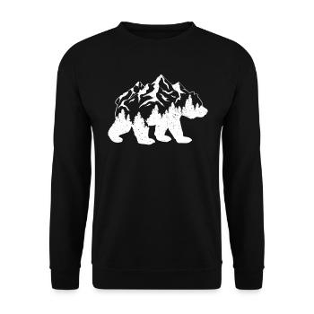 Randonneur ours paysage nature montagnes cadeau - Sweat-shirt Unisexe - noir - Devant - Alina (178cm) & Michal (187cm)