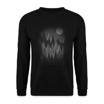 Dark Mystery Wood(Abstrakte Berge) Geometrie Kunst - Unisex Pullover - Schwarz - Vorne - Alina (178cm) & Michal (187cm)