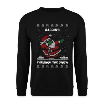Funny Ugly Christmas Dabbing Through The Snow - Unisex Sweatshirt - black - Front - Alina (178cm) & Michal (187cm)