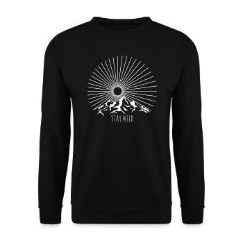 Berg wild Wanderer Bergsteiger Natur sonne - Unisex Pullover - Schwarz - Vorne - Alina (178cm) & Michal (187cm)