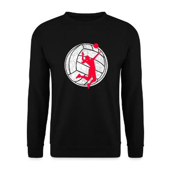 Volleyball Aufschlag Frau Volleyballerin rot - Unisex Pullover - Schwarz - Vorne - Alina (178cm) & Michal (187cm)