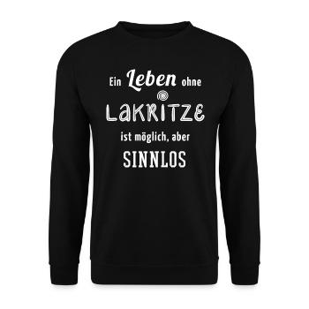Lakritze Spruch Geschenk Bärendreck Süßholz - Unisex Pullover - Schwarz - Vorne - Alina (178cm) & Michal (187cm)