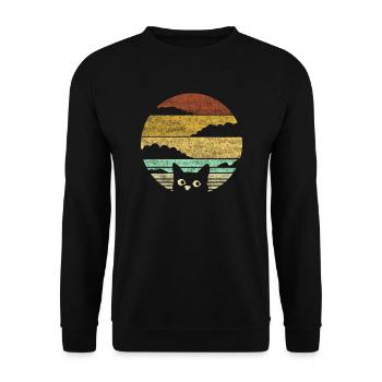 Chat Millésime coucher de soleil chats Vintage - Sweat-shirt Unisexe - noir - Devant - Alina (178cm) & Michal (187cm)
