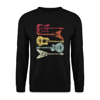 Guitares de guitare électrique pour cadeau rétro de guitariste - Sweat-shirt Unisexe - noir - Devant - Alina (178cm) & Michal (187cm)