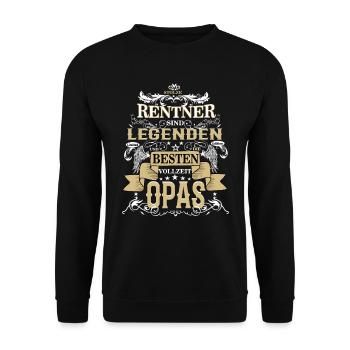 Bester Vollzeit Opa und Rentner Legende - Unisex Pullover - Schwarz - Vorne - Alina (178cm) & Michal (187cm)