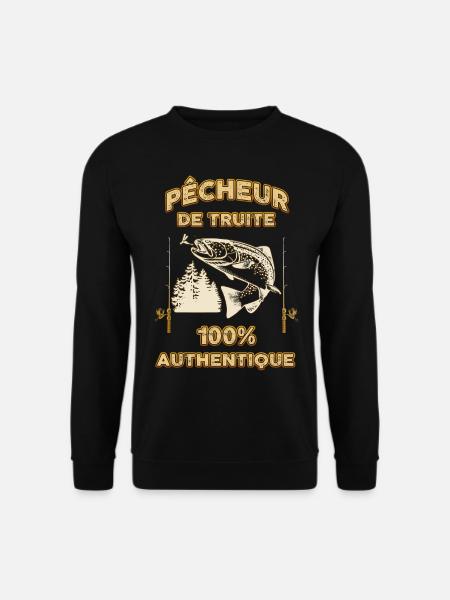 Pêcheur de truite authentique - Sweat-shirt Unisexe - noir