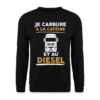 Chauffeur routier caféïne diesel - Sweat-shirt Unisexe - noir - Devant - Alina (178cm) & Michal (187cm)