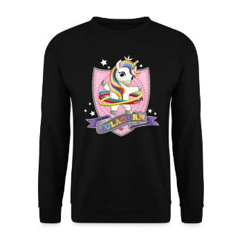 Einhorn Hula Hop / Hulacorn - Unisex Pullover - Schwarz - Vorne - Alina (178cm) & Michal (187cm)
