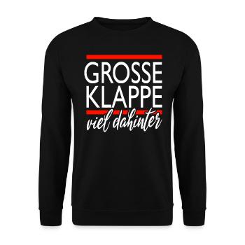 große klappe - viel dahinter - Unisex Pullover - Schwarz - Vorne - Alina (178cm) & Michal (187cm)