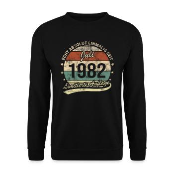 Absolut Einmalig Seit Juli 1982 Geburtstag - Unisex Pullover - Schwarz - Vorne - Alina (178cm) & Michal (187cm)