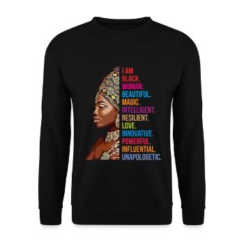 JE SUIS UNE FEMME NOIRE AFRO-AMÉRICAINE - Sweat-shirt Unisexe - noir - Devant - Alina (178cm) & Michal (187cm)