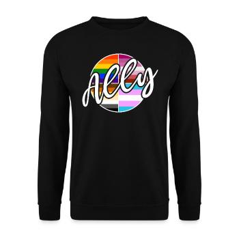 Ally - LGBTIQ Queer Gay Pride CSD Verbündetenschaf - Unisex Pullover - Schwarz - Vorne - Alina (178cm) & Michal (187cm)