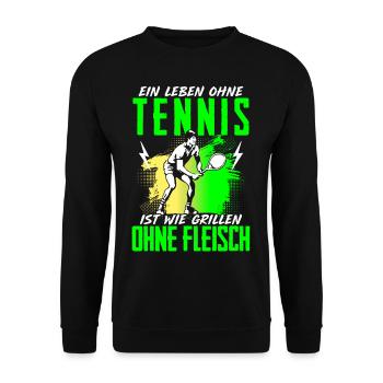 Leben Ohne Tennis Grillen Ohne Fleisch - Unisex Pullover - Schwarz - Vorne - Alina (178cm) & Michal (187cm)