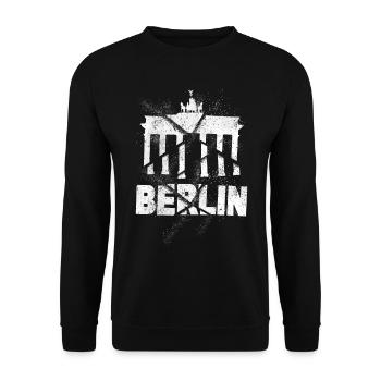 Berlin Germany City Skyline Font Grunge - Unisex Sweatshirt - black - Front - Alina (178cm) & Michal (187cm)