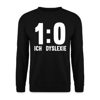 ICH - DYSLEXIE 1:0 Dyslexie Genesung Geschenk - Unisex Pullover - Schwarz - Vorne - Alina (178cm) & Michal (187cm)