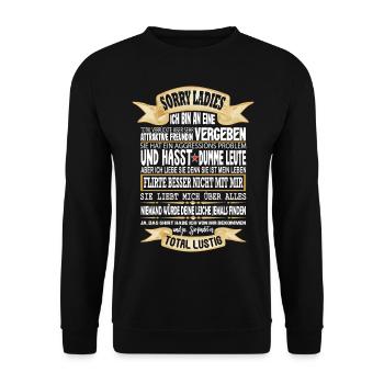 Sorry Ladies Kerl Freundin Vergeben Lustige Liebe - Unisex Pullover - Schwarz - Vorne - Alina (178cm) & Michal (187cm)