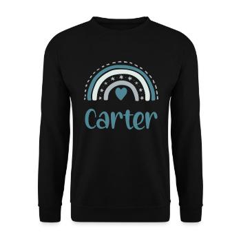 Carter Name Regenbogen - Unisex Pullover - Schwarz - Vorne - Alina (178cm) & Michal (187cm)
