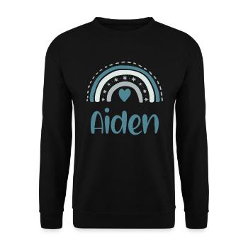 Aiden Name Regenbogen - Unisex Pullover - Schwarz - Vorne - Alina (178cm) & Michal (187cm)