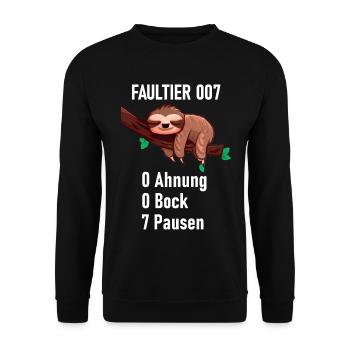 Faultier Geschenk Lustig Agent Arbeit - Unisex Pullover - Schwarz - Vorne - Alina (178cm) & Michal (187cm)