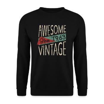Awesome Since 1963 Retro Vintage Design - Unisex Pullover - Schwarz - Vorne - Alina (178cm) & Michal (187cm)