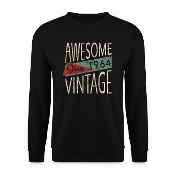 Awesome Since 1964 Retro Vintage Design - Unisex Pullover - Schwarz - Vorne - Alina (178cm) & Michal (187cm)