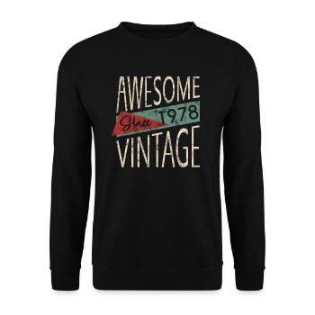 Awesome Since 1978 Retro Vintage Design - Unisex Pullover - Schwarz - Vorne - Alina (178cm) & Michal (187cm)