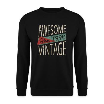 Awesome Since 1990 Retro Vintage Design - Unisex Pullover - Schwarz - Vorne - Alina (178cm) & Michal (187cm)