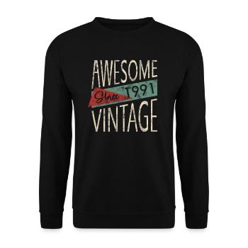 Awesome Since 1991 Retro Vintage Design - Unisex Sweatshirt - black - Front - Alina (178cm) & Michal (187cm)