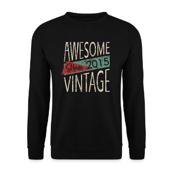 Awesome Since 2015 Retro Vintage Design - Unisex Pullover - Schwarz - Vorne - Alina (178cm) & Michal (187cm)