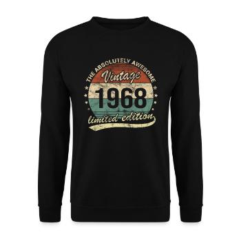 Awesome Since Vintage 1968 Retro Geburtstag Design - Unisex Pullover - Schwarz - Vorne - Alina (178cm) & Michal (187cm)