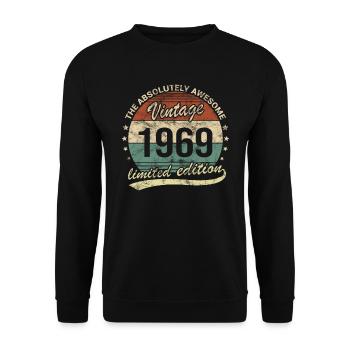 Awesome Since Vintage 1969 Retro Birthday Design - Unisex Sweatshirt - black - Front - Alina (178cm) & Michal (187cm)