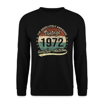 Awesome Since Vintage 1972 Retro Geburtstag Design - Unisex Pullover - Schwarz - Vorne - Alina (178cm) & Michal (187cm)